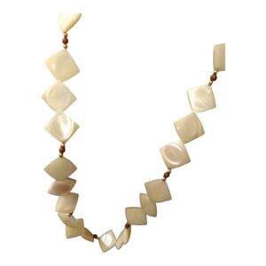 MCM CUBIST Vintage Unique White Stone Beaded Japan Made Necklace 34 Inches Long